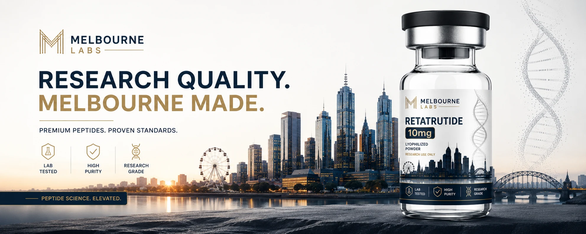 Melbourne Labs — 99%+ purity, HPLC-MS verified research peptides, dispatched same day from Australia
